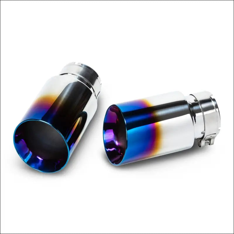 Polaris RZR Pro R Magnum Twin-Exit Exhaust - Brushed Stainless Finish / Blued Twin Tip / Black Heatshield w/ Red Accent
