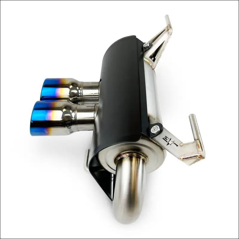 Polaris RZR Pro R Magnum XR Series Twin-Exit Exhaust - Brushed Stainless Finish / Twin Tip / Black Heatshield w/ Red