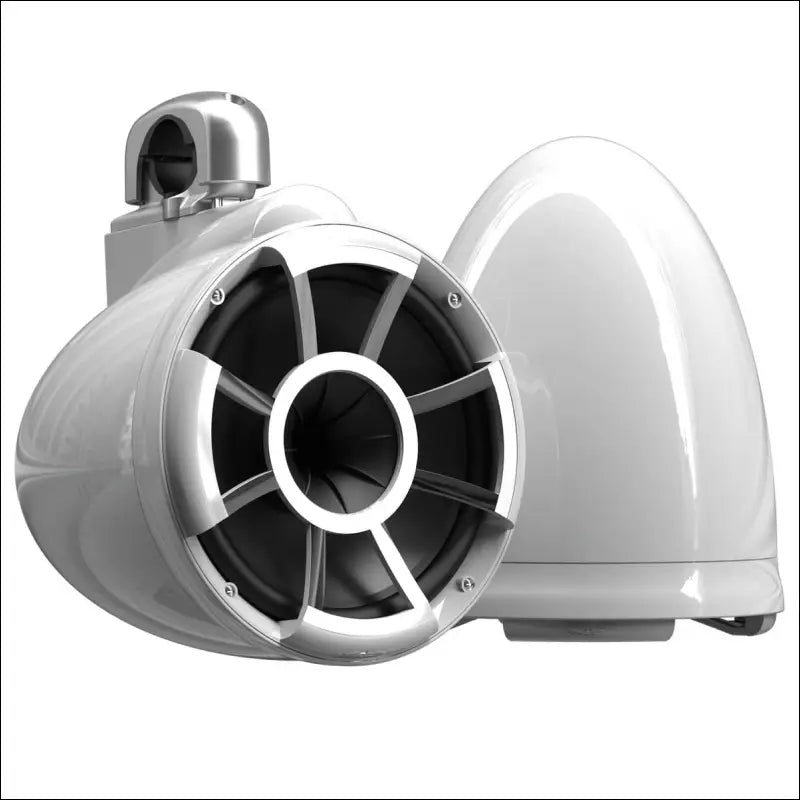 Wet Sounds Revolution Series 10’’ White Tower Speakers - Silver Aluminum Fixed Clamp (1 7/8’’ - 3’’) - Audio