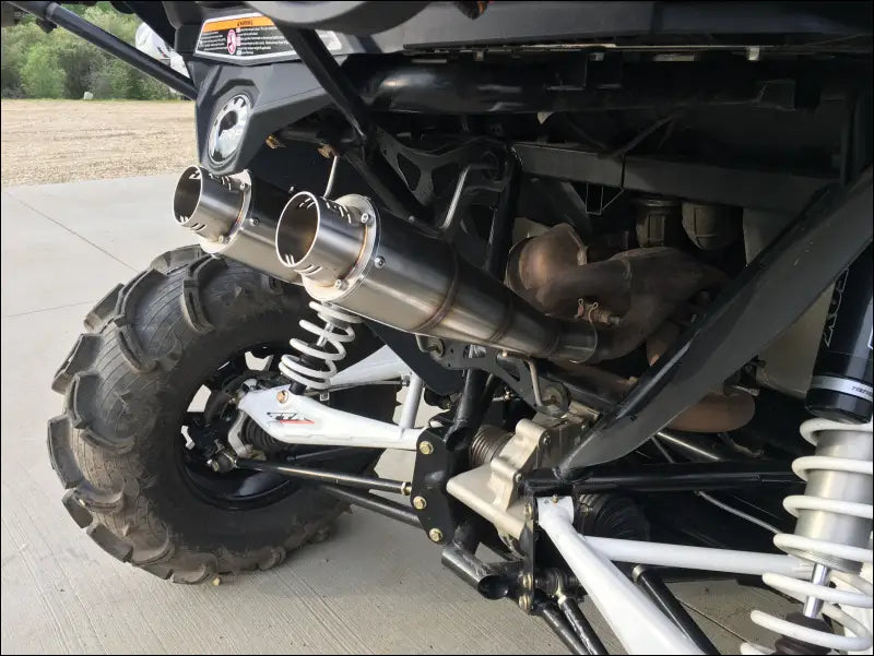 2013-2018 OG CanAm Maverick XMR XRS 1000cc Sniper Quiet Series Dual Slip On - Raw stainless body with coated tip