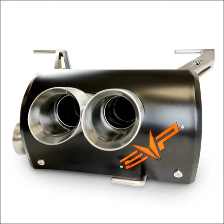 Polaris RZR Pro R Magnum Twin-Exit Exhaust - Brushed Stainless Finish / Twin Tip / Black Heatshield w/ Accent