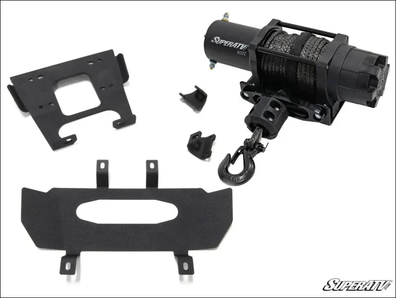 SuperATV Polaris RZR XP Turbo Winch Mounting Plate - 2017-2018 / 6000 lb.