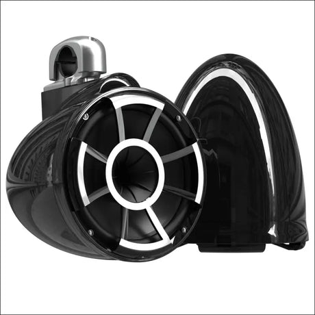 Wet Sounds Revolution Series 10’’ Black Tower Speakers - Silver Aluminum Fixed Clamp (1 7/8’’ - 3’’) - Audio