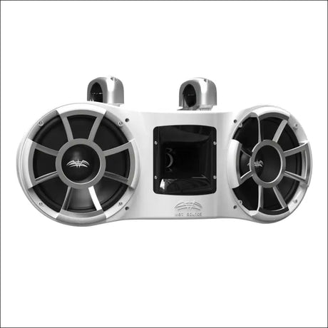 Wet Sounds Revolution Series Dual 10’’ White Tower Speaker - Silver Aluminum Fixed Clamp (1 7/8’’ - 3’’) - Audio